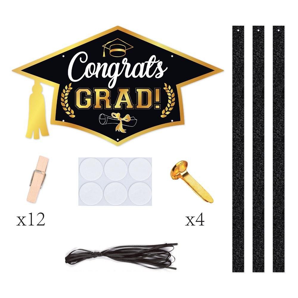 

2026 Graduation Door Decor Kit – DIY Photo Cap & Gown Banner, Customizable Tassel Garland for Party Entrance, Dorm or Home Celebration
