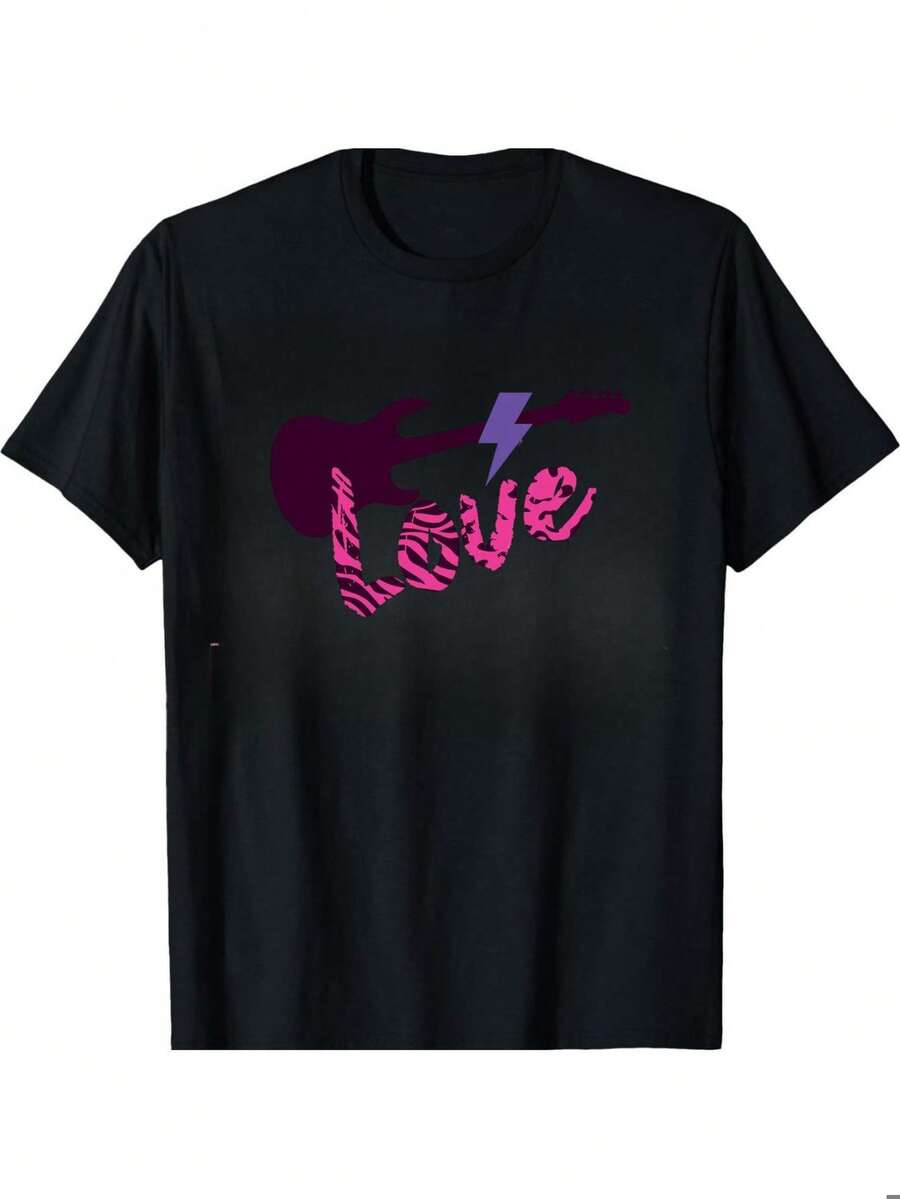 

Unisex S Slim Fit Casual T-Shirt With Palm Tree & LOVE Graphic Print S