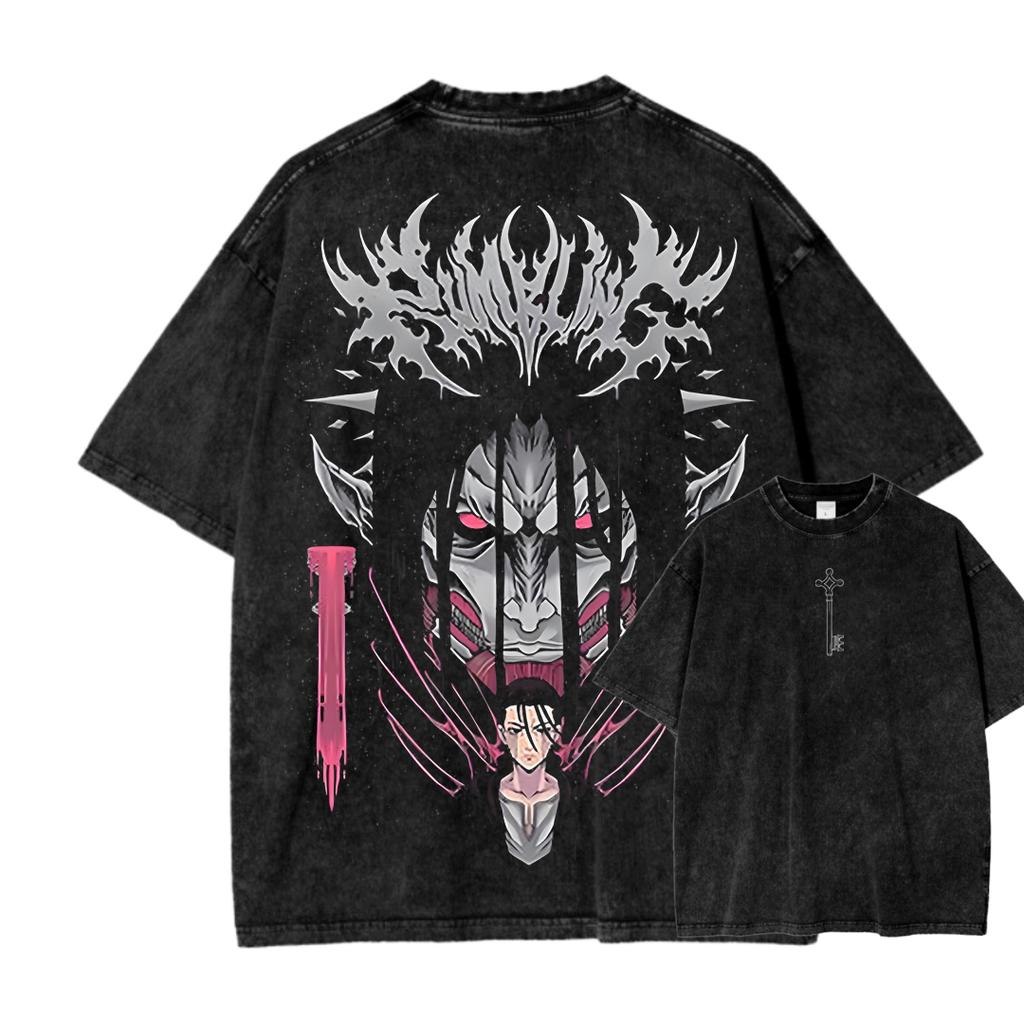 Attack On Titan Anime Lover Washed T-shirt Year round clothing high quality personality Clothes Plus Size Unisex New Model Couples tee