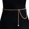 Vinrage Multilayer Pearl Waist Chain Heart Rhinestone Floral Belly Chain Tassel Elegant Dress Waistband Photoshoot
