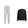 Striped Color Block Retro Cuffed Pants Crew Neck Logo Long Sleeve Solid Color Hoodie Set Men Set /IB2774+IJ6494