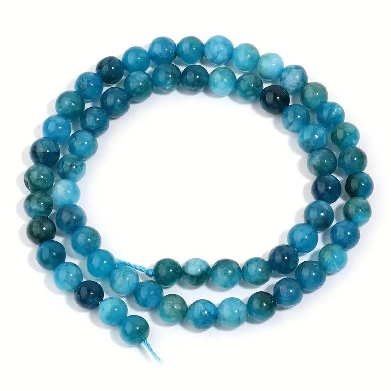 1 Strand Natural Dark Blue Apatite Stone Beads 4/6/8mm Round Gem Bead for DIY Bracelet Charms Jewelry Making Beaded Wholesale