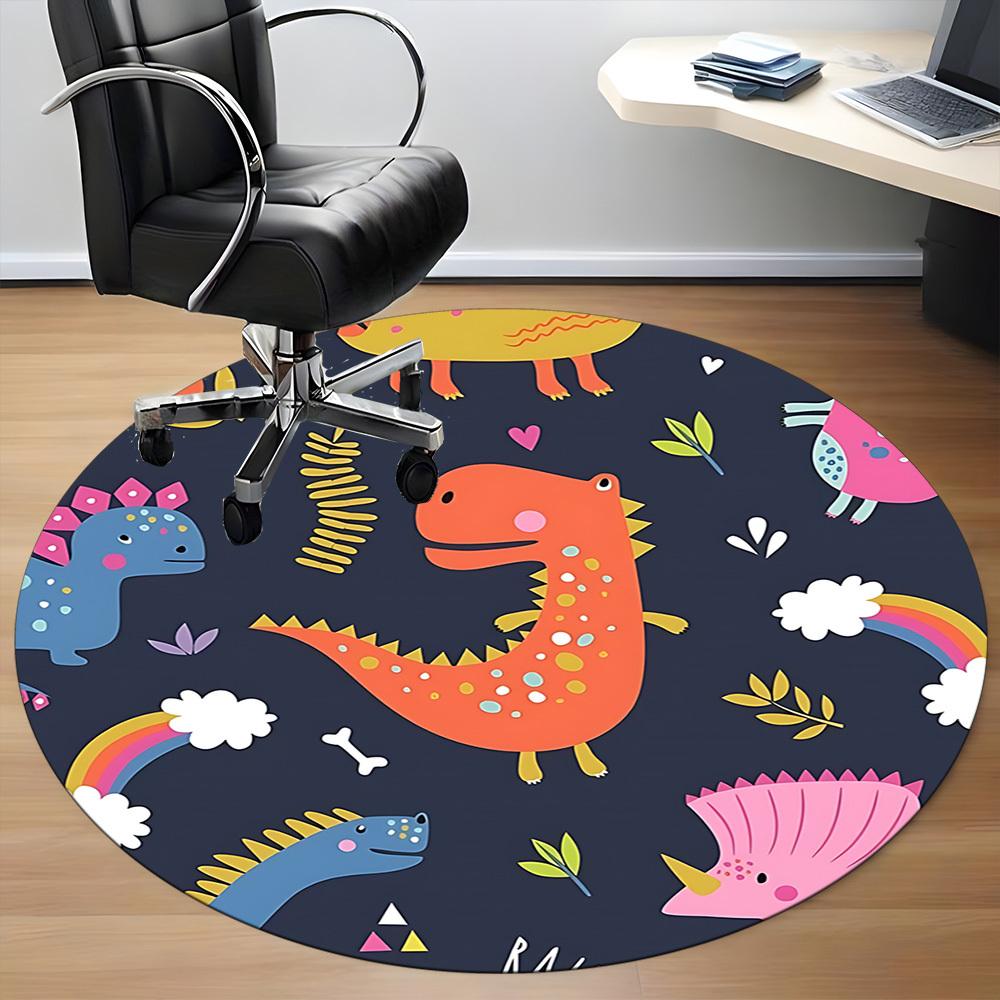 1PC Dinosaur Illustration Chair Carpet for Office, Indoor Non-Slip Washable Carpet, Soft Comfortable Mat For Office Room yy250930271