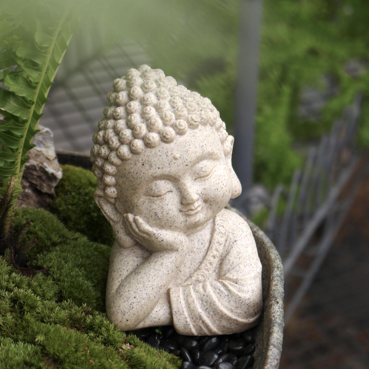 

1 cheek holding Buddha statue, creative home decoration ornament, garden bonsai decoration ornament, housewarming gift слоновая кость