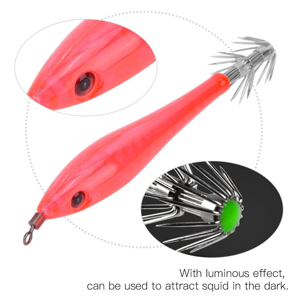 5 Stück Leuchtende Tintenfisch-Jigs Haken Angelköder Köder Zubehör für SeeSüßwasserred