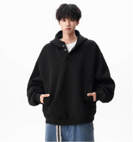 Vielseitiges einfarbiges Kapuzen-Fleece-Sweatshirt für Herren - Saubere Passform, lässige trendige Jacke