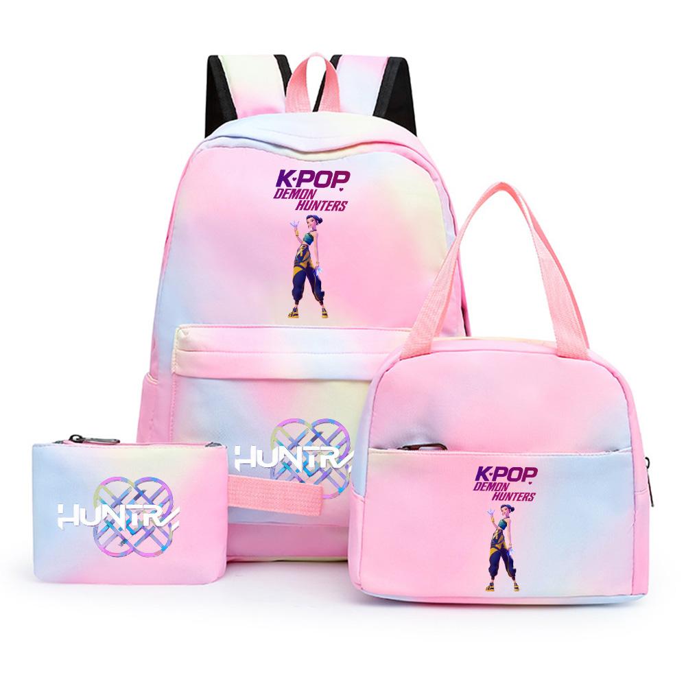 3Pcs/set Anime Cartoon Kpop Printed Backpack with Lunch Bag Pengcil Case for Teenager Girl Boy Bookbag Large Capacity Travel Bag