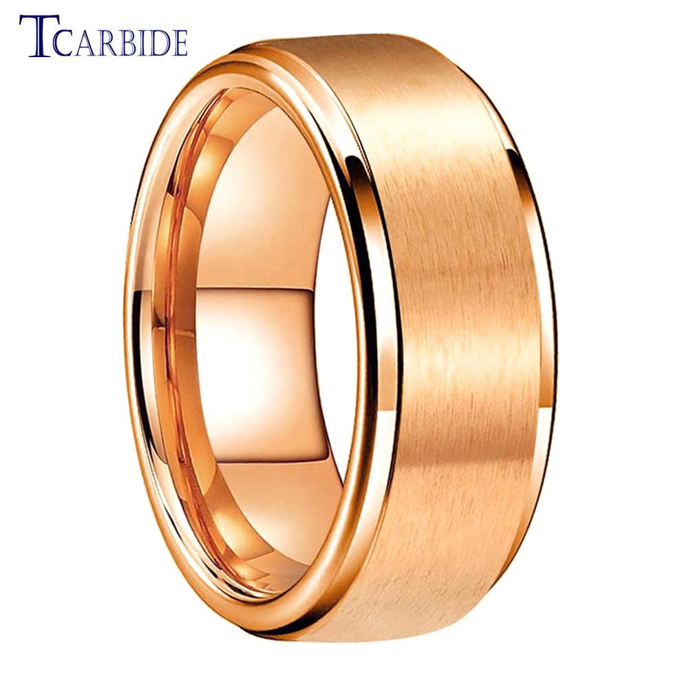 Dropshipping 8mm Stainless Steel Wedding Ring Men Women Daily Life Gift Jewelry Grooved Beveled Brushed Comfort Fit