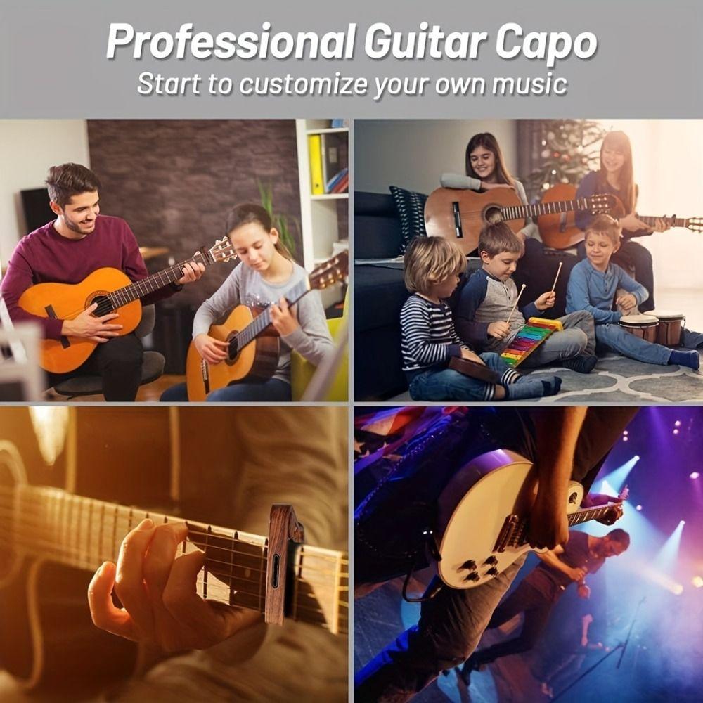 Stable Rubber Padded Guitar Capo Aluminum Zinc Zinc Alloy Guitar Pick Holder  Guitar Accessory