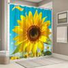 1pc Sunflower Shower Curtain - Blue Sky, Vibrant Yellow Petals, Warm Sunny Vibe, 70.8x70.8", 12 Hooks