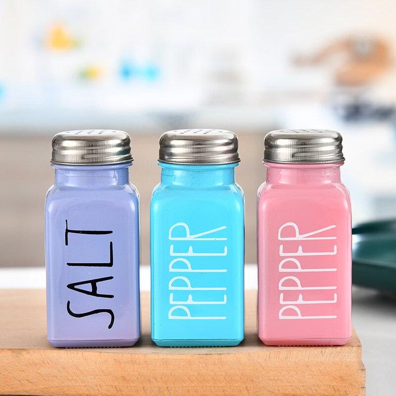 Ruhan Square Glass Seasoning Jar Set - 4 Colorful Shakers