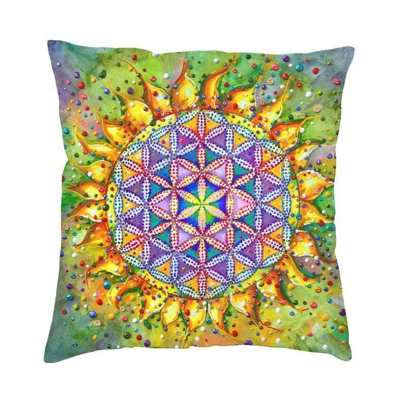 Sacred Geometry Flower Of Life Kuddfodral 45*45cm för vardagsrumssoffa Geometrisk Mandala Kuddfodral Sammets örngott