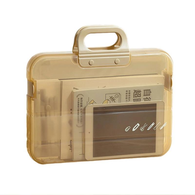A4 Plastic File Folder With Lock Handle Portable Box File Waterproof Filing Supplies Pencil Case Multi-Purpose Document Bag