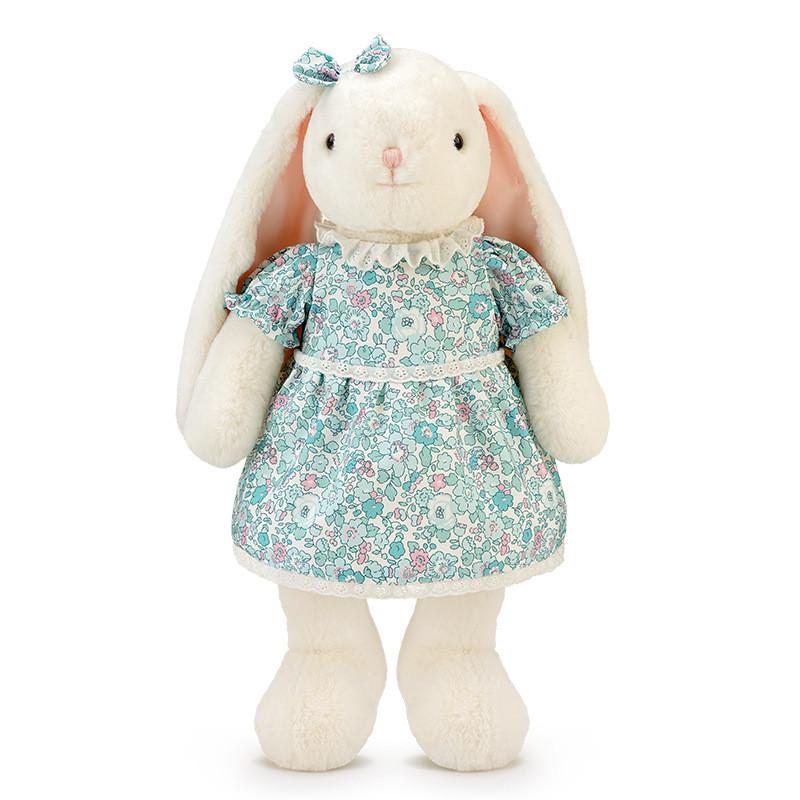 

Floral Wearing A Dress Rabbit Plush Toy Cute Cartoon Pp Cotton Filling Girl Doll 45cm синий
