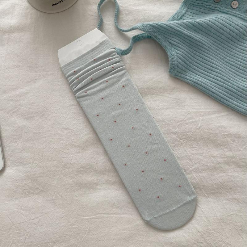 Women's Summer Thin Mesh Polka Dot Solid Color Lace Lace Cotton Boneless Tube Stack Socks