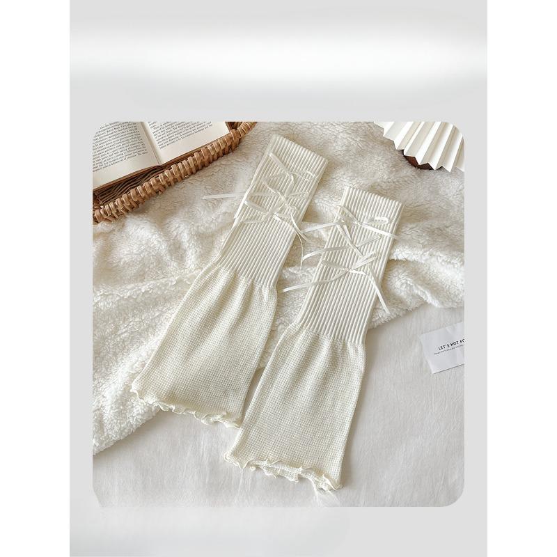 Female Summer Thin Fashion New Trumpet Bow Calf Pile Pile Sock