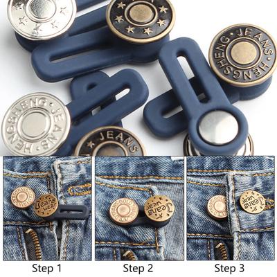 1-10 Stück Metallknopf-Erweiterung für Hosen Jeans Kostenlos Nähen Verstellbar Einziehbar Taillenverlängerer Knopfbund-Erweiterer
