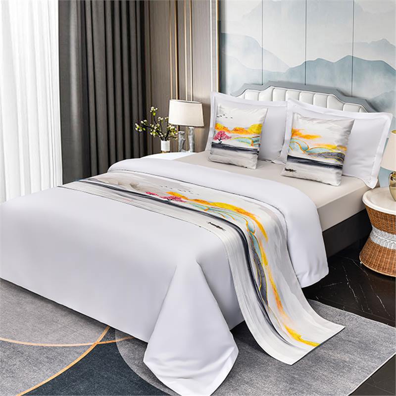 Landscape Painting Bed Flags Bedroom Decoration Bed End Scarf Hotel Household Dustproof Decorative Cloth Home Textiles Household Goods Pillow Cover