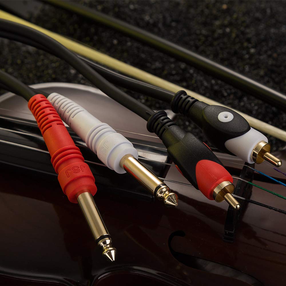 Mono-Telefon x Pin x 2 Audiokabel Cinch-Kabel Konvertierungskabel 2 x Cinch-Stecker auf 2 x Mono-Stecker 2-Cinch 6,35 mm (1m)