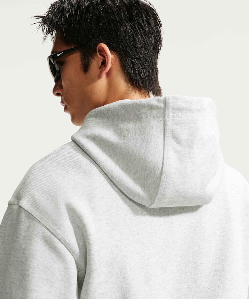 NIKE Your Message Here Fleece Pullover Hoodie M - Birch Heather:Black:Safety Orange / Io1649-051