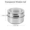 Spice Tins Magnetic Jars Stainless Steel with Clear Lids Salt Pepper Seasoning Organizer Container Kitchen Storage Accessories