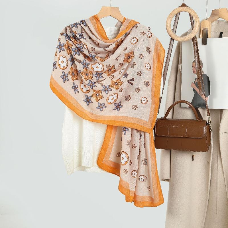 New women's printed scarf silk scarf high-end big-name autumn and winter decoration warm thin shawl scarf