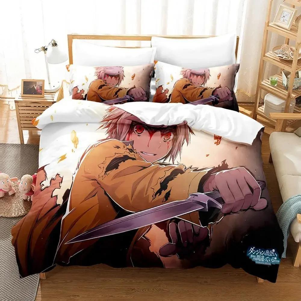 Comfortable Anime Print Bedding Set With Duvet Cover And Pillowcases King Queen Twin Sizes For Adults And Kids