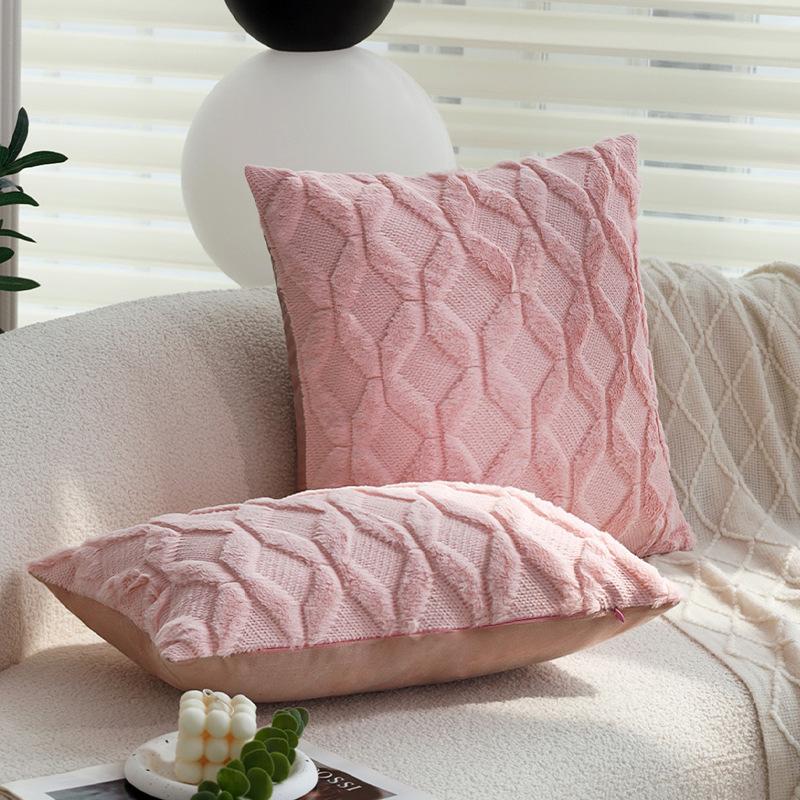 Sofa Pillowcase Ins Style Nordic Style Solid Color Light Luxury Plush Home Fabric Pillowcase