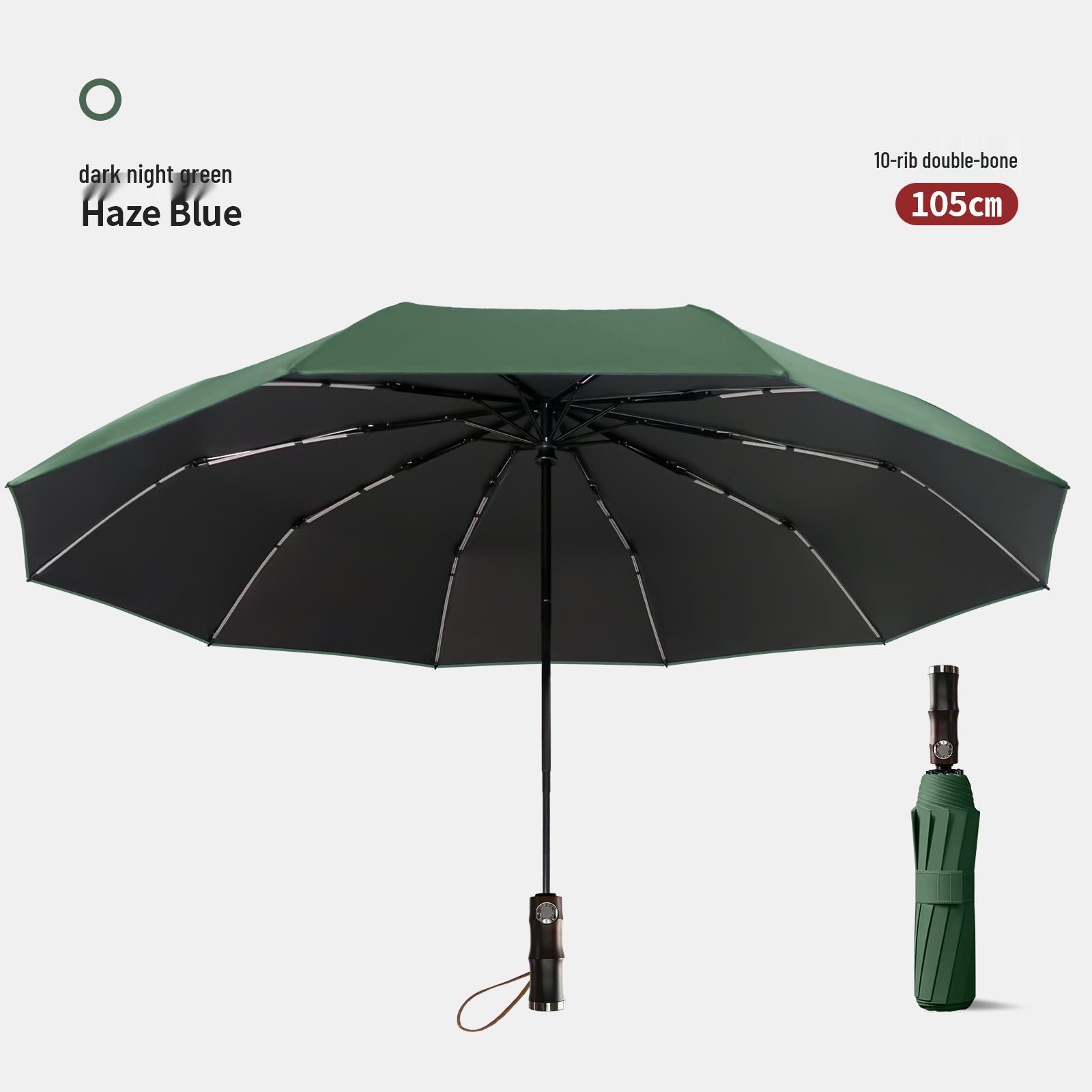 

Трехсекционный автоматический складной зонт с 10 спицами и ручкой под бамбук для мужчин - Настраиваемый для солнца и дождя. 10-rib 23-inch