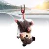 Crochet Rearview Mirror Accessory Handmade Knitted Screaming Possum Ornament  For Car Interior