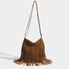Vintage Wildleder Quasten Umhängetaschen, Vielseitige Schultertasche für Damen, Quadratische Tasche mit Fransen im Boho-Stil, Handtaschen für den täglichen Gebrauch
