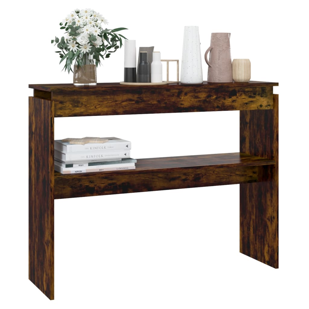 Console Table Smoked Oak 102x30x80 cm Wood Based Panel