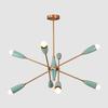 Mid Century Modern Sputnik Chandelier Brass Leaf Ceiling Light Fixture for Living Room Dining Room