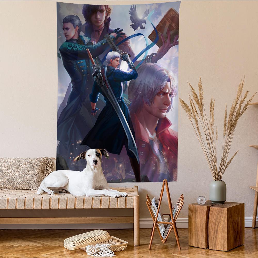 Game Devil May Cry Anime Tapestry Hippie Flower Wall Carpets Dorm Decor Cheap Hippie Wall Hanging