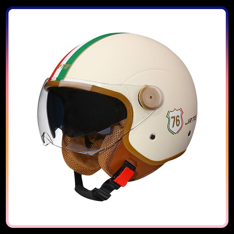 3/4 Open Face Helmet Daul Visor Retro Semi-open Helmets Men Women DOT ECE Double Lens Jet Helmets Motorcycle Accessories