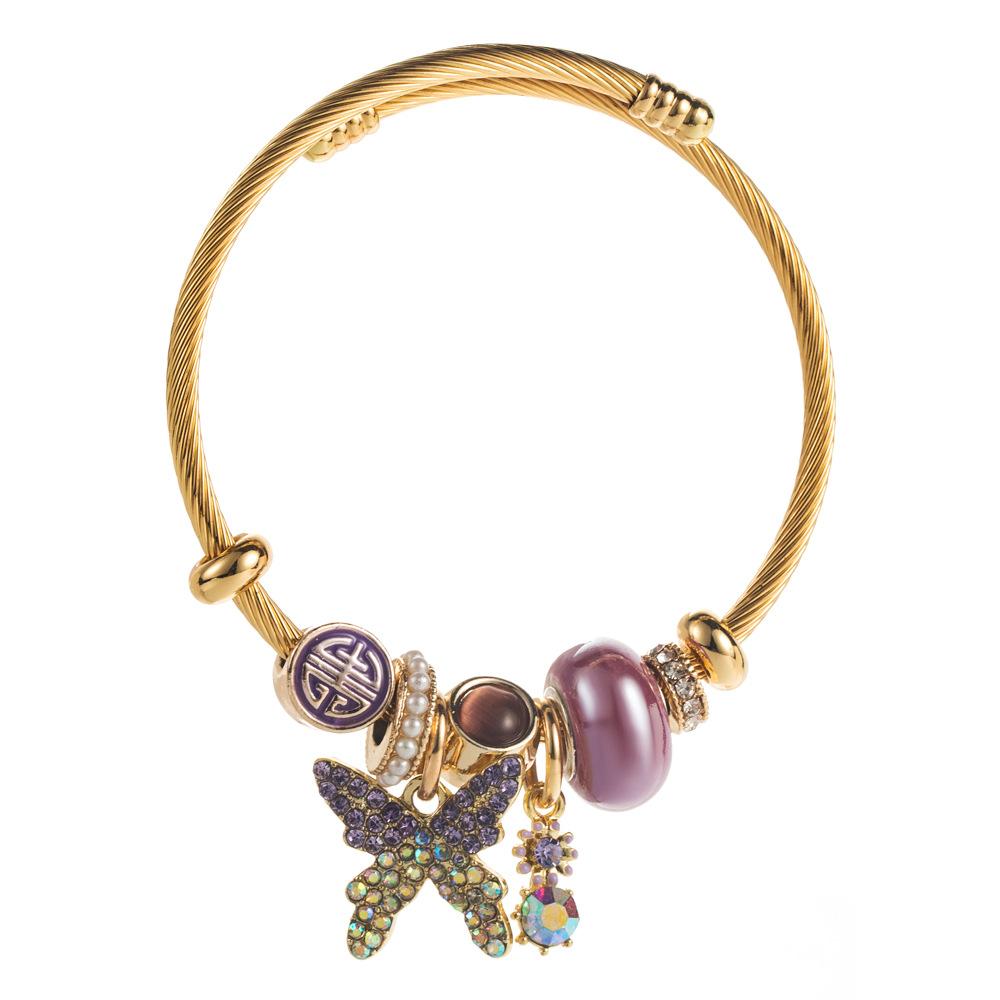 Beaded Bracelet Butterfly Inlaid with Diamonds Adjustable Versatile Fairy Bracelet Personalized Bestie Bracelet
