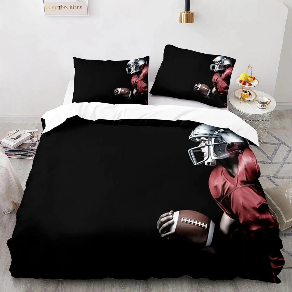 3PC America Football Bedding Microfiber Full/Queen/King/Twin Sport Duvet Cover Set for Boys Girls Teen Speed Victory Quilt Cover