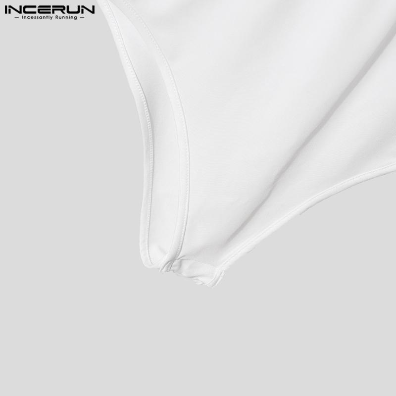 INCERUN Men's Stitching Color Sleeveless Dots Mesh Sheer Underwear Jumpsuits
