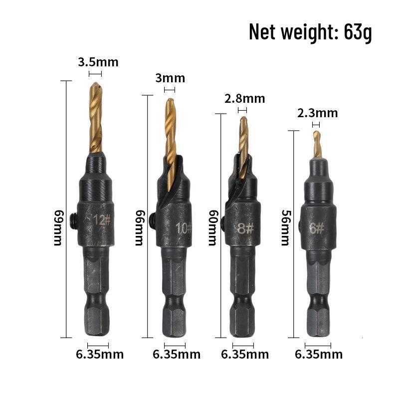

Набор шестигранных зенковочных сверл для деревообработки