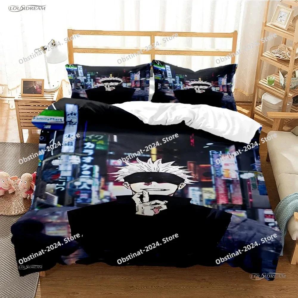 Carton Anime Jujutsu Kaisen 4 Season Bedding Set Print With Pillowcase Bed Duvet Cover Soft Single Double Queen Super King Size