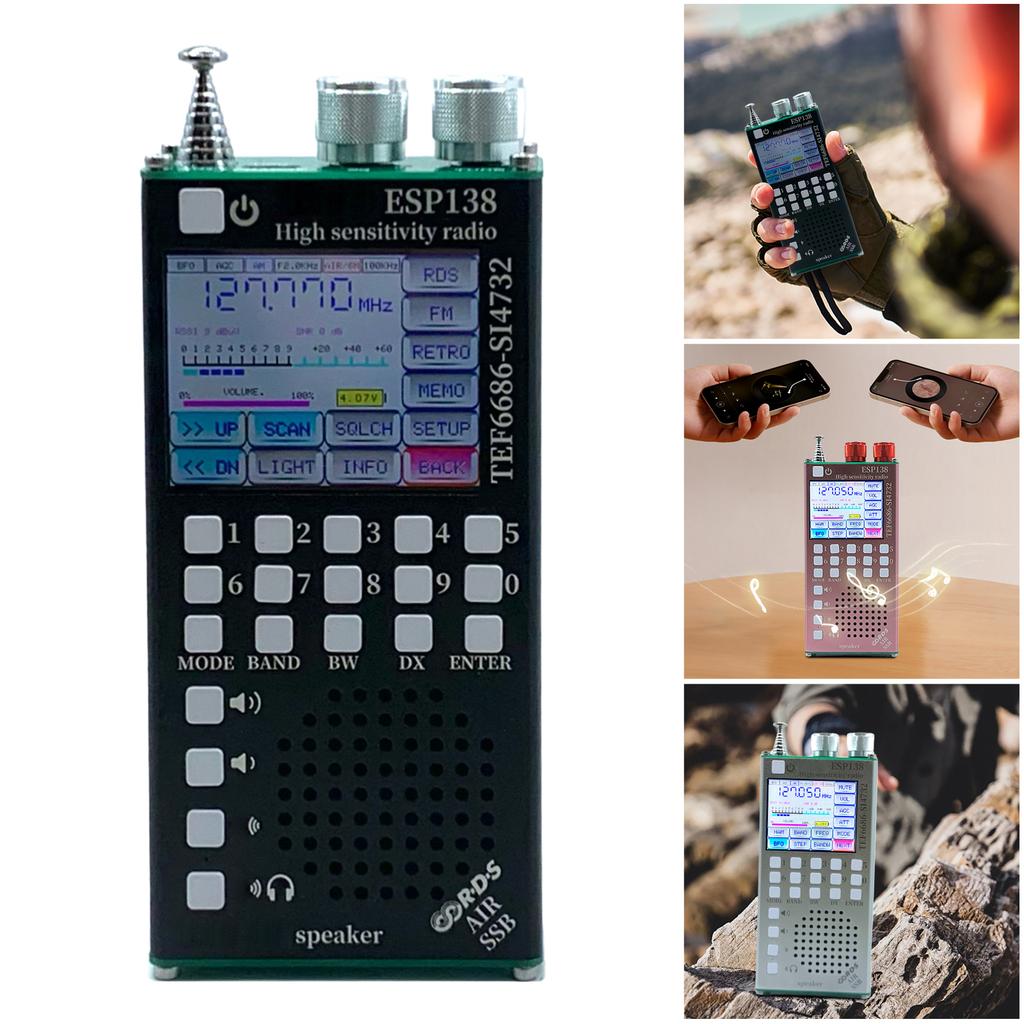Dual Modes High Sensitivity Radio ESP138 ESP32 SI4732 Hand-Held Radio Receiver Type-C Charging for Bluetooth-Compatible Speakers