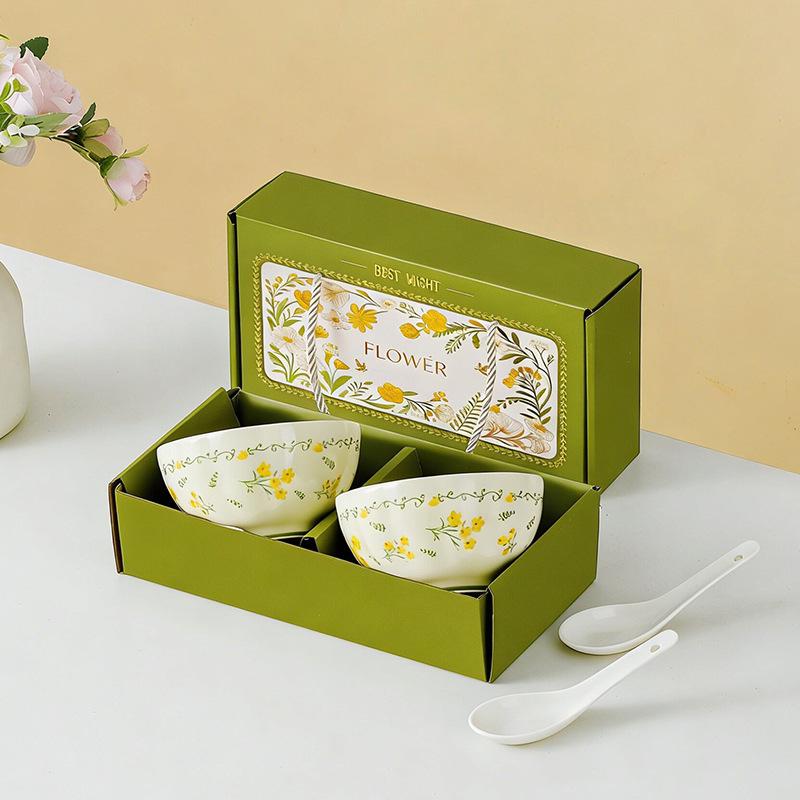 Elegant Ceramic Tableware Set: Wedding Guest Thank You Gift - Includes Bowl, Plate, Chopsticks, and Spoon
