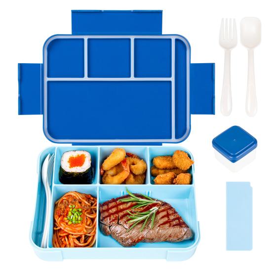 Yousheng Lunch Box with Fork Spoon Split Bento Box Leak-proof Food Container BPA-Free Meal Prep Container for School Office
