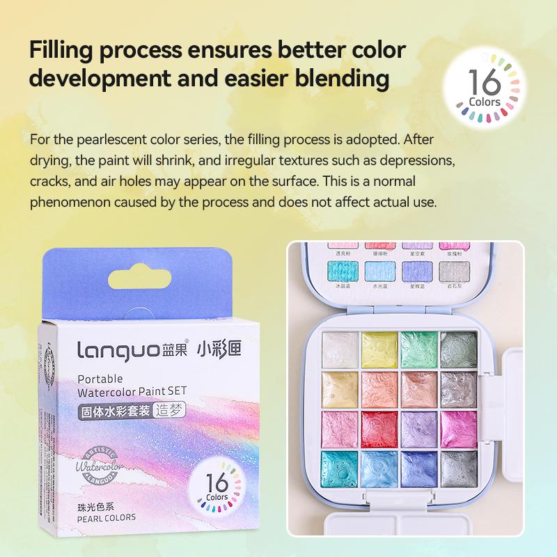 Languo Watercolor Palette Set 16 Colors Mini Portable Solid Watercolor Pigment Set Travel Paint Palette For Painting Writing