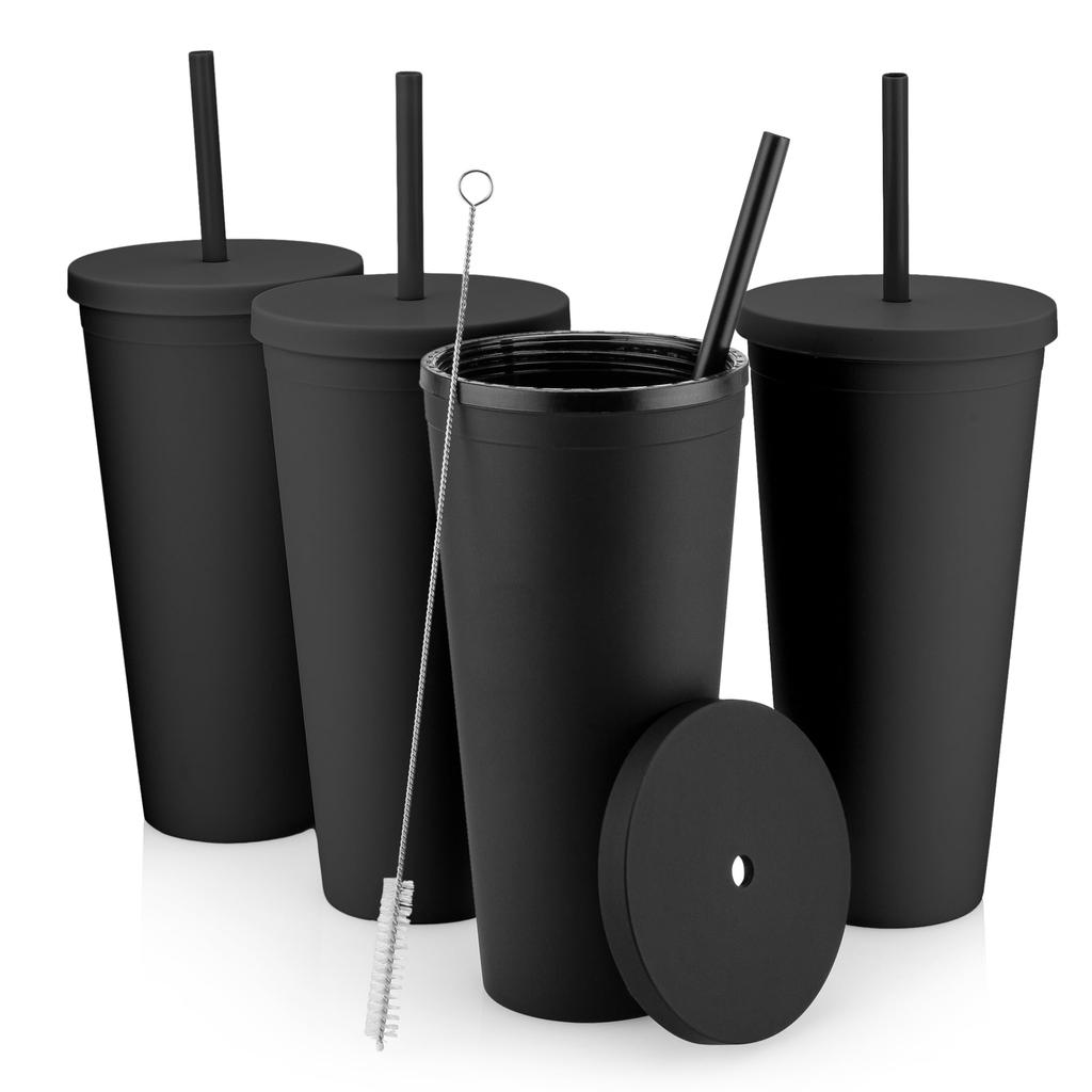 Stainless Steel Coffee Cup with Lid Straw Reusable Espresso Cups,Insulated Hot/Clod Double Wall Drink for Iced Americano,Gifts