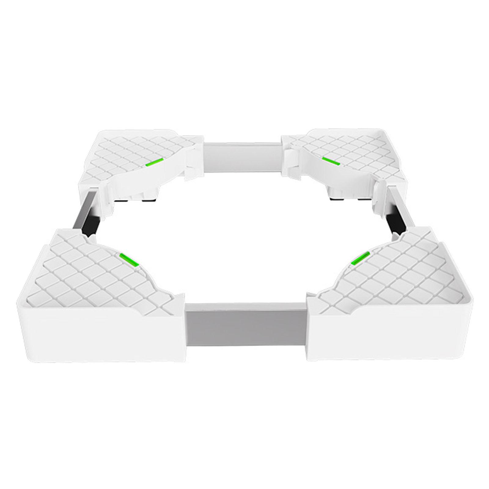 

Подставка-основание для стиральной машины с регулируемой высотой для установки в стопку и запираемыми колесами для компактных прачечных комнат, совместимость по длине 45-70 см белый