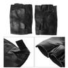 Black Half Finger Motorcycle Mittens Solid Color Faux Leather Gloves for Unisex