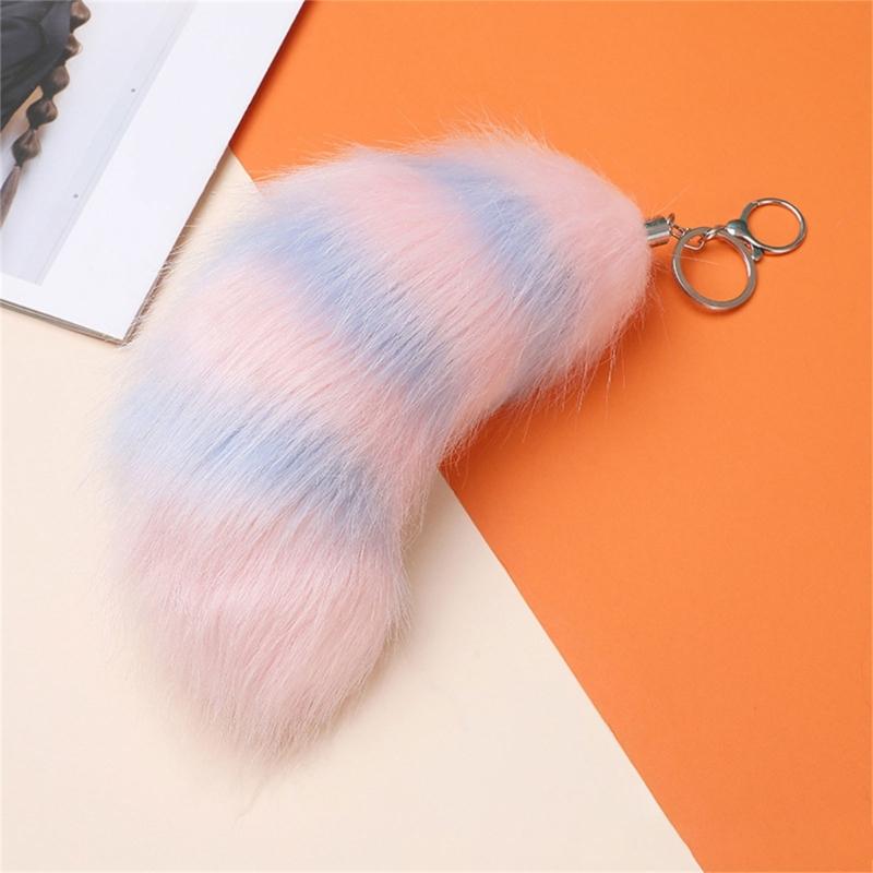 Plush Foxes Tail Keychain Soft And Cute Accessory Plush Keyring Decors For Bags Keys Or Home Decors 18cm Long