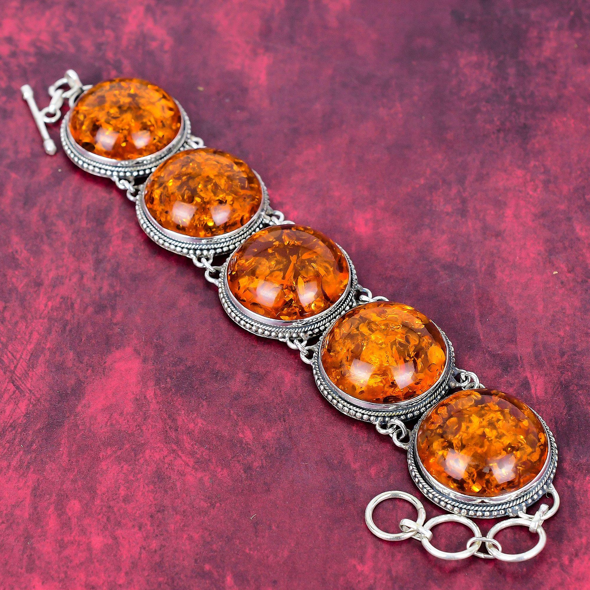 

Браслет из балтийского янтаря, очаровательный драгоценный камень оникс, украшения из стерлингового серебра 925 пробы, регулируемый браслет ручной работы для нее Adjustable With 8 Inches оранжевый