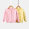 2026 Girls' Baby Bear Hollow Knit Cotton Cardigan: Spring/Summer, Lightweight, Long Sleeve, Airy Knit